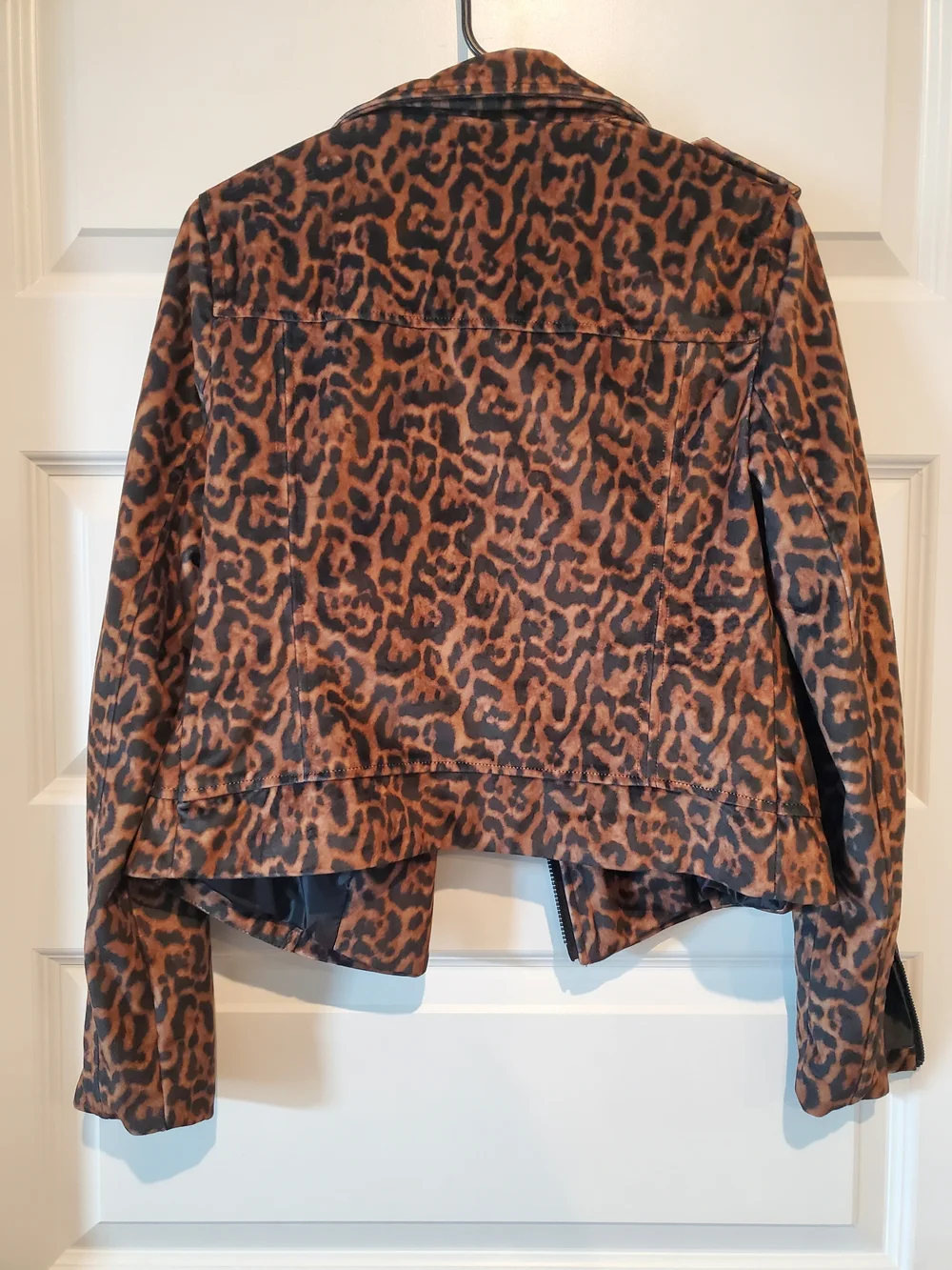 bebe Leopard-Print Faux Leather Moto Jacket in Brown/Black